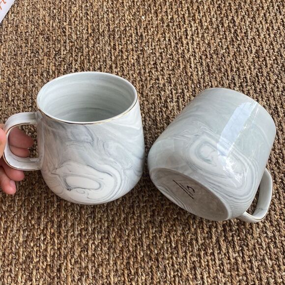 Other - BRAND NEW 2 white marble coffee mugs